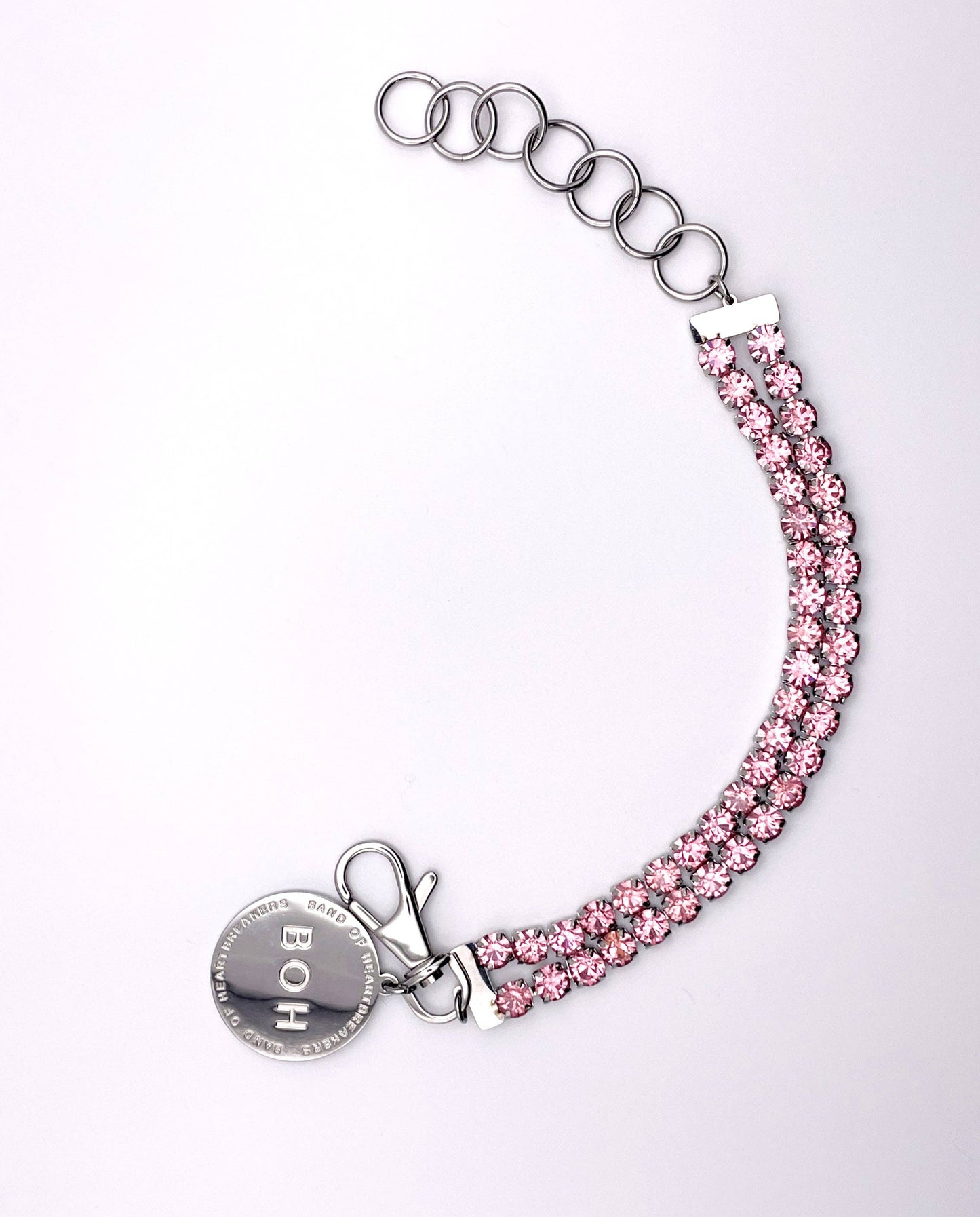 Zweireihige Luxus-Halskette mit rosa Diamantkristallen