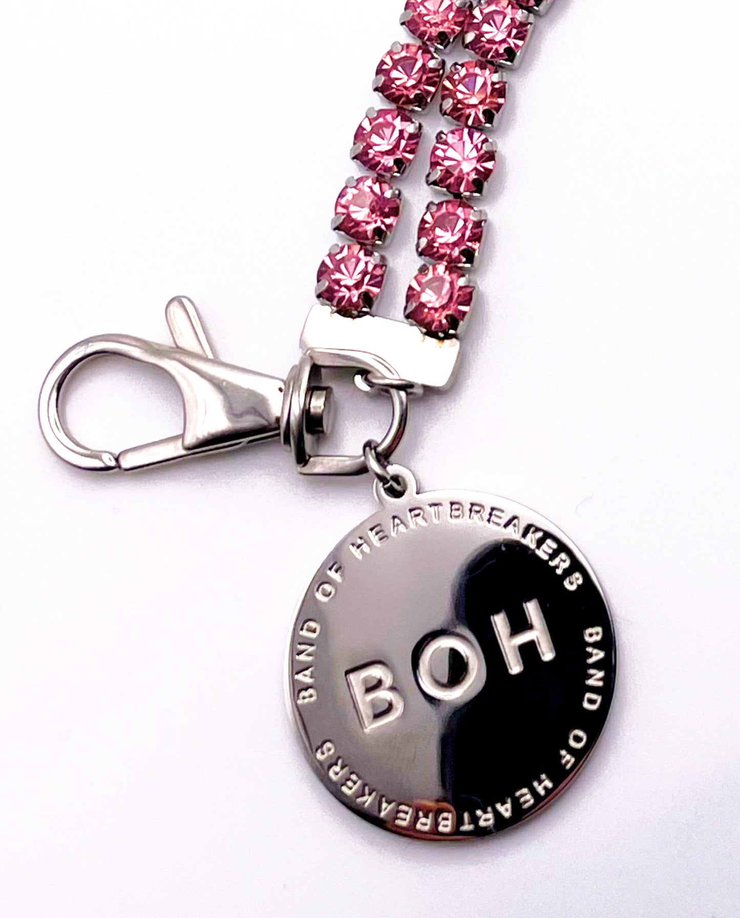 Zweireihige Luxus-Halskette mit rosa Diamantkristallen