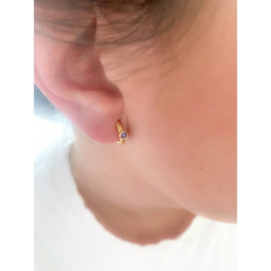 Ruby zirconia earrings, 925 silver, gold plated