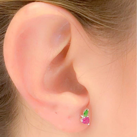 Sweet fruits 🍓Cubic zirconia strawberry stud earrings