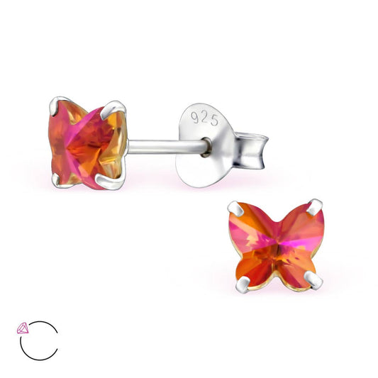 Stud earrings butterfly astral pink, 925 silver