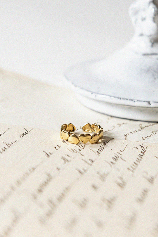 Gold plated ring, hearts